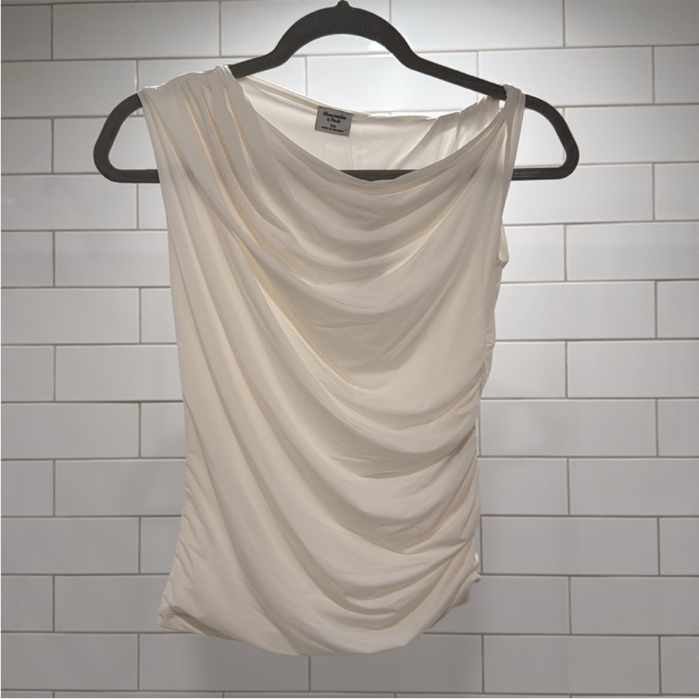 Abercrombie & Fitch Cream Draped Cowl Neck Tank Top